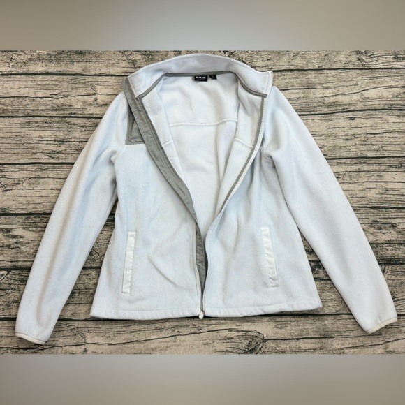 FILA Sport Women's Zip Up Jacket, Mock Neck Soft Fleece, White Gray Size Small - Picture 13 of 13